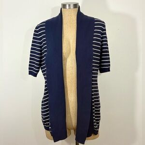 L.L. Bean Women's Navy and White Striped Cardigan